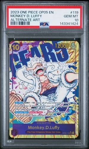 2023 ONE PIECE AWAKENING OF THE NEW ERA ALT ART OP05-119 MONKEY D. LUFFY PSA 10