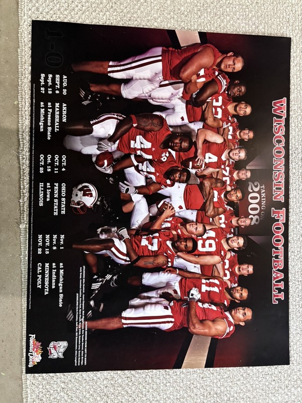 Wisconsin Badgers Football Team Poster 2008 Wisconsin Badgers