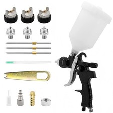 Air Spray Gun Kit Hvlp Gravity Feed Spray Gun 600ml W 1.4 1.7 2.0mm Fluid Tip
