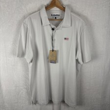 Chubbies Mens Performance Classic Golf Polo Shirt American Flag SS White Large