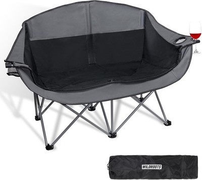 Outdoor Folding Double Camping Chair Adults 2 Person,Heavy Duty 600 LBS Loveseat