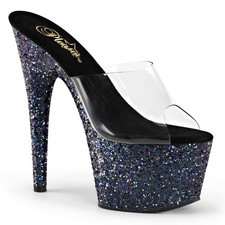 Pleaser 7 Inch Holo Glitter Platform Slide High Heels Adore 701Lg