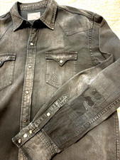 Ralph Lauren Polo Denim Embroidered Sashiko Patchwork Western Snap Shirt sz  XL