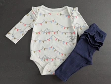 Disney Baby Size: 3-6 Months Dumbo One-Piece Top & Navy Pants w/ Ruffle Butt