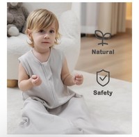 2 PCs Baby Summer Sleeping Bag 0.5Tog M 6-12 Months grey-white plain/nature  