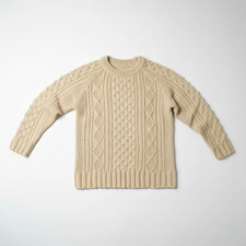 Mens Large 100 Acrylic Sweater Beige Cable Knit Pullover