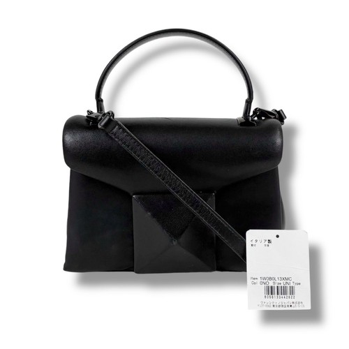 VALENTINO GARAVANI Women One-Stud 2Way Leather Shoulder Hand bag Black