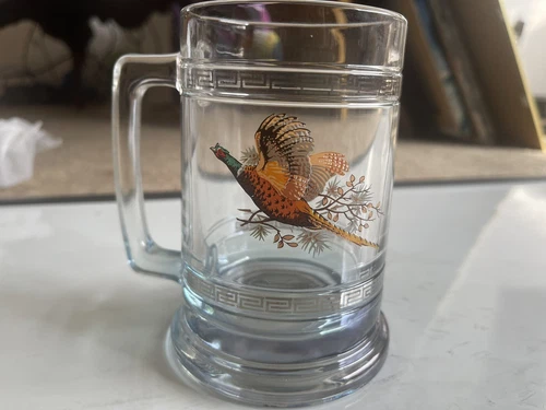 Pheasant Princess House Colonial Heavy Beer Mug Glass Vntge
