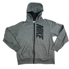 NIKE DRI FIT Boys XL Hooded Sweatshirt Full Zip Hoodie Heather Grey Gray