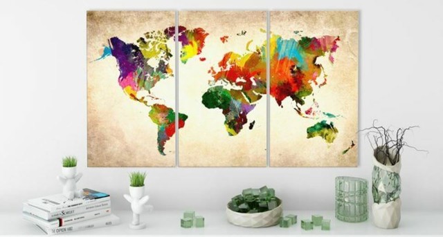 Runa Art Café Cocina Cuadro Decorativo para Sala XXL Marrón Comedor 120 x 80 cm 3 Piezas Decoración de Pared 505031c