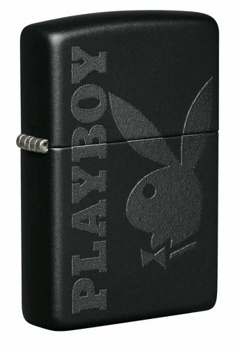 Zippo 49342 Windproof Black Matte Lighter With Playboy Bunny & Logo, New In Box