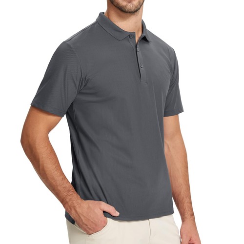 Camisas polo de golf de manga corta para hombre de secado rápido rendimiento informales de negocios T - Imagen 3 de 96