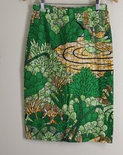 Estate Art-to-Wear African Wax 27"Waist ANKARA FABRIC Skirt Sz S M Pencil