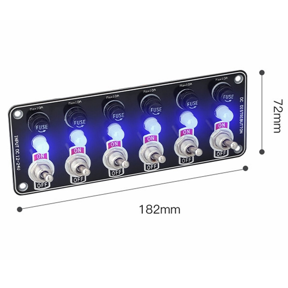 12V LED 6 Gang On/Off Rocker Switch Panel w/ Fuse Box for Car Truck ...