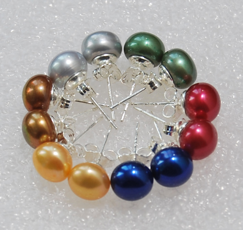 Splendid Pearls Box Set Of 7 Pairs Of 7-8mm Genuine Freshwater Cultured Pearl Stud Earrings In 925 Sterling Silver ✦June Birthstone - Foto 3