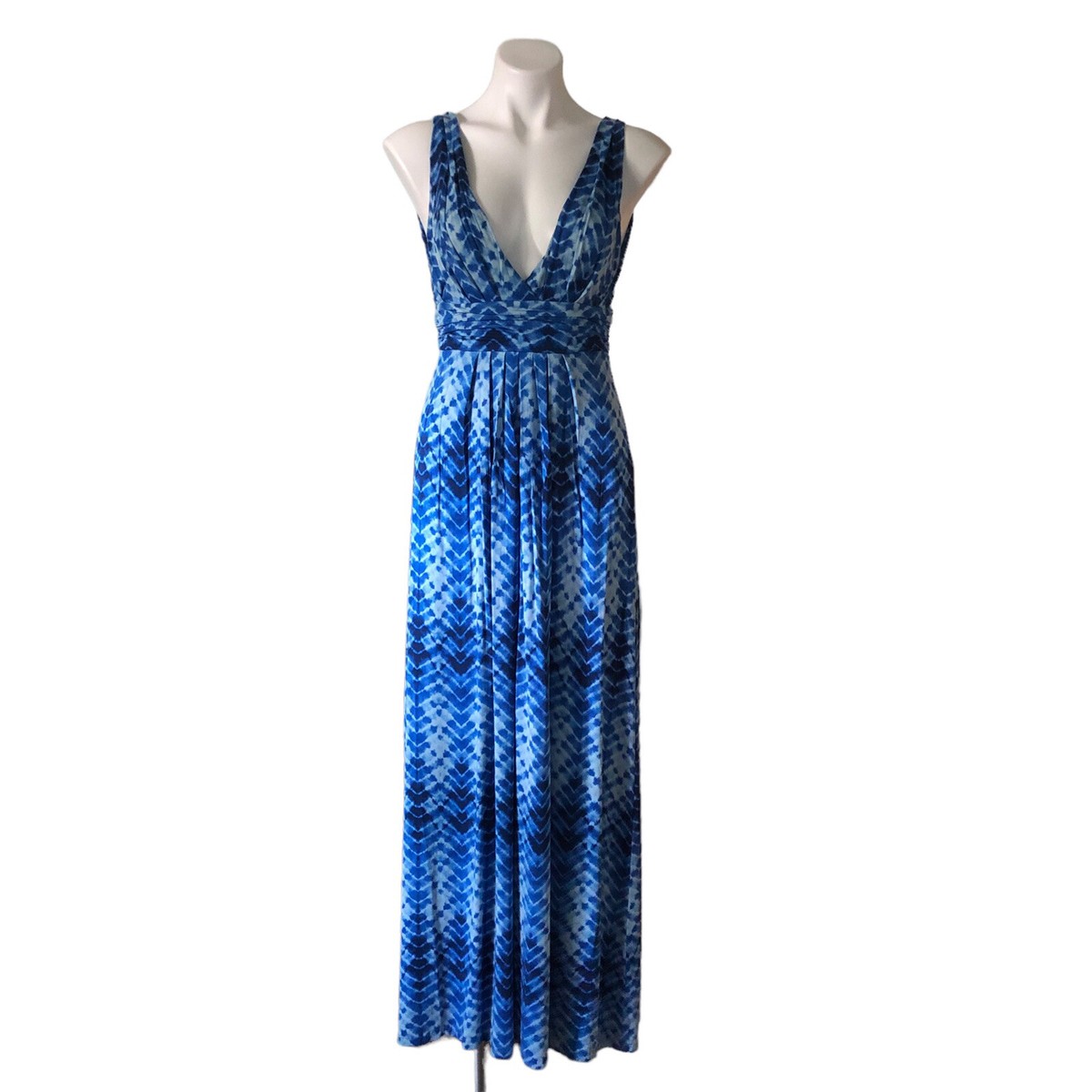 brown and blue striped dress Fitted Rib-Knit Brown and Blue Sleeveless Stripped Dress main image 1