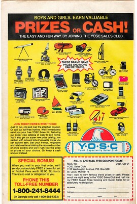 Vintage 1970s YOSC Youth Opportunity Sales Club Print Ad Comic Book Prizes Art