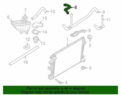 Manguera de radiador superior 3W1Z-8260-AA Ford Crown Vic Town Car 2003-2005 OEM NUEVA Foto 2 de 2