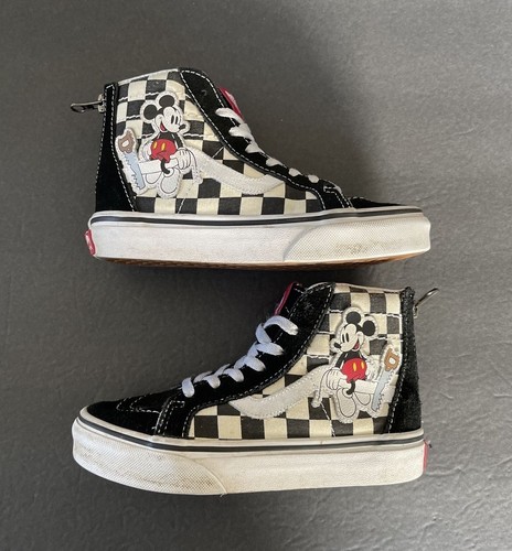 VANS SK8-Hi Disney Mickey Mouse Checkerboard Shoes Kid's Size 12.5 Back  Zipper | eBay