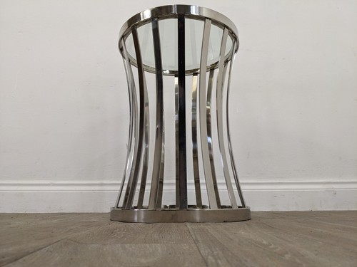 COFFEE TABLE Circular Glass Top Mirrored Chrome Side Lamp Table FREE DELIVERY - Picture 11 of 18