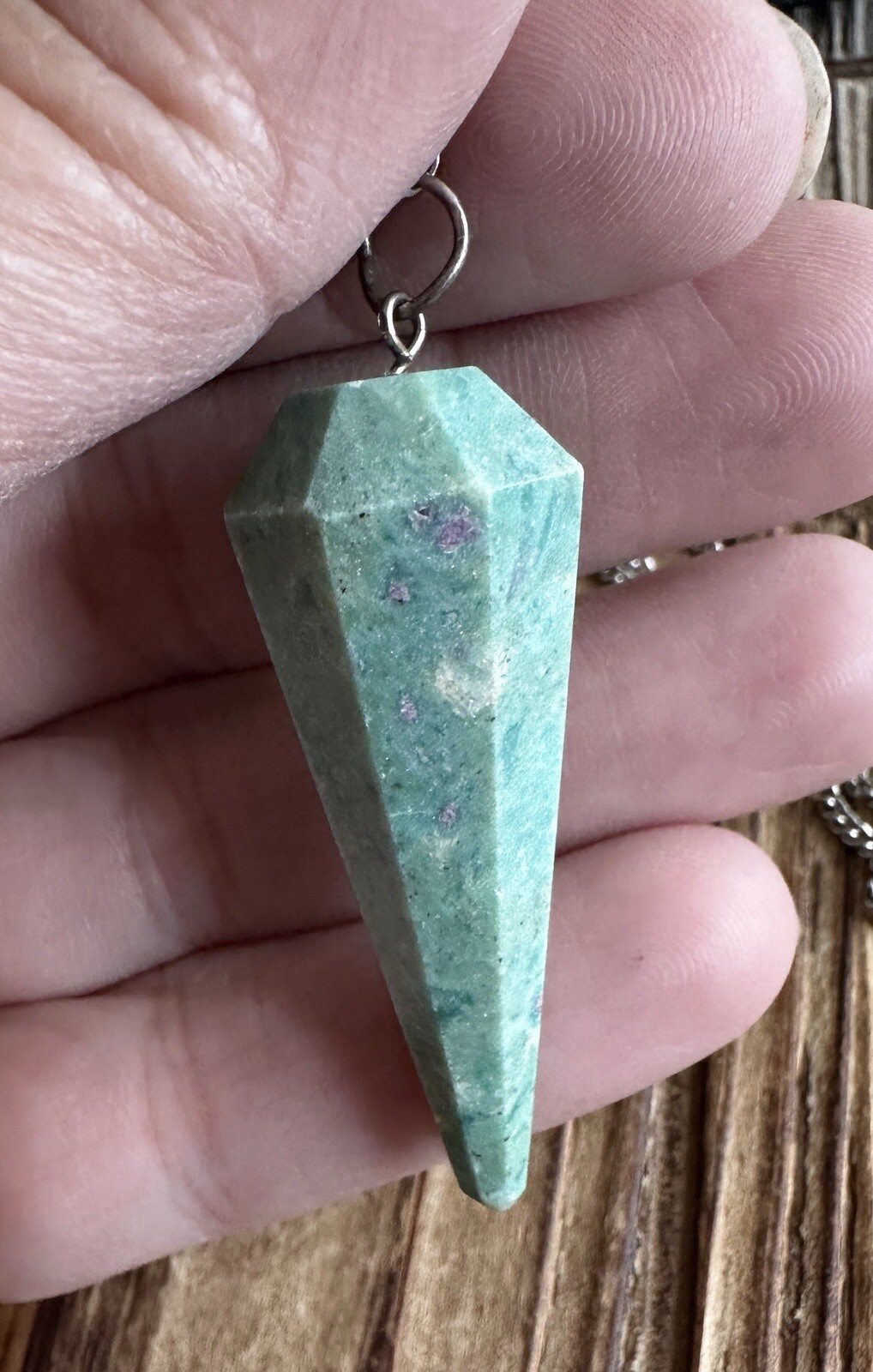 Ruby Zoisite Pendulum Point Pendant & 36" Necklace - image 4