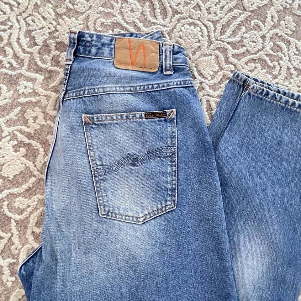 Nudie Jeans Co Breezy Brit Años 90 Cónico 32x32 Usado Piedra $168 Impecable RARO Foto 3 de 4