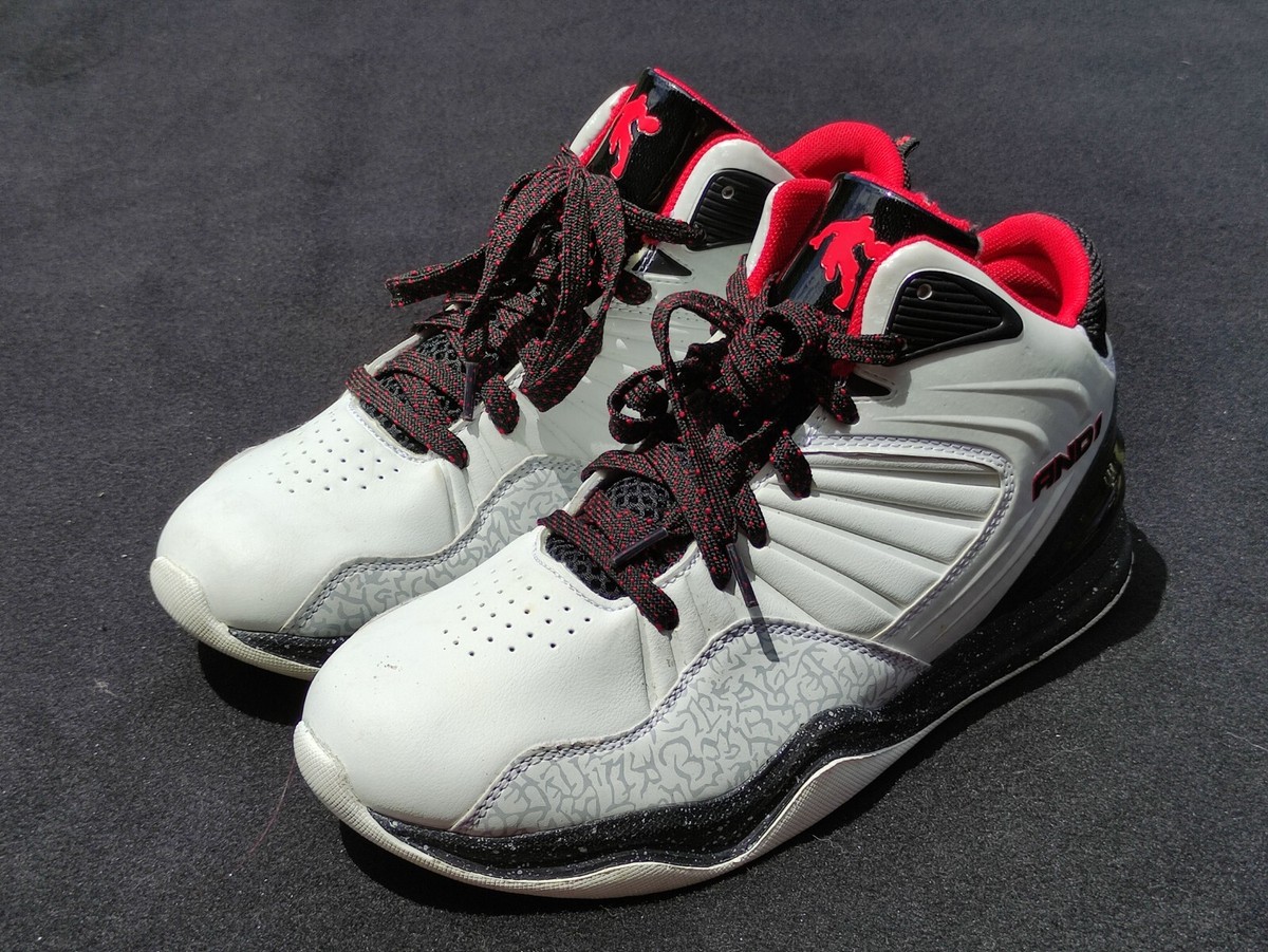 AND1 Capital Men's White /Black Red Basketball Sneakers Size
