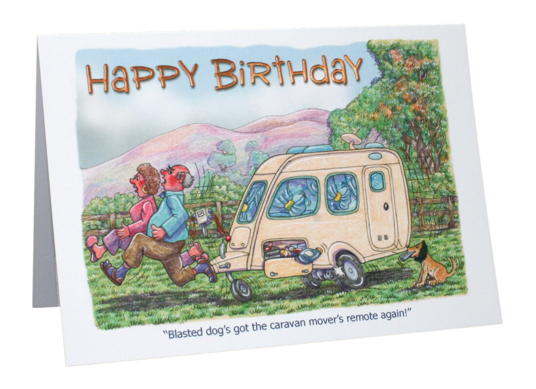 Armand Foster Geburtstagskarte – Happy Birthday Caravan, A5, Witziger Caravaning-Spruch, Blanko Innen, Mit Umschlag