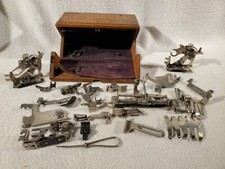1889 PATENT ANTIQUE SINGER SEWING MACHINE FOLDING WOOD PUZZLE BOX W/ ATTACHMENTS