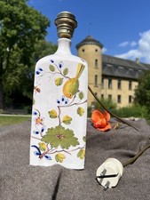 Tischlampe um 1900 Italien Keramik Handarbeit Vogel florale Motive