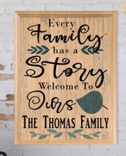 Personalized Family Name Sign - Every Family Has A Story - Custom Wood Art