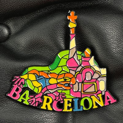 SPAIN METAL FRIDGE MAGNET BARCELONA ANTONI GAUDI DRAC STATUE TRIP SOUVENIR 