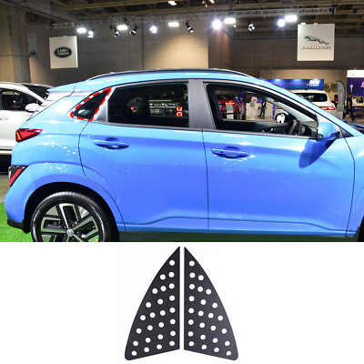 2PCS Black Alloy Rear Window C Pillar Panel Plate For Hyundai KONA 2017-2022