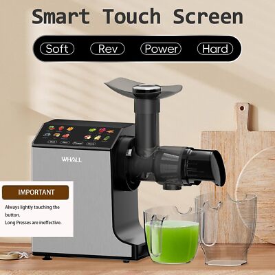 Whall Masticating Slow Juicer, Cold Press, Stainless Steel, Touchscreen, 2 Speed