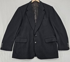 VTG Cashmere Sport Coat Blazer Mens 46L Black 2-Button Jacket Made In USA 90s