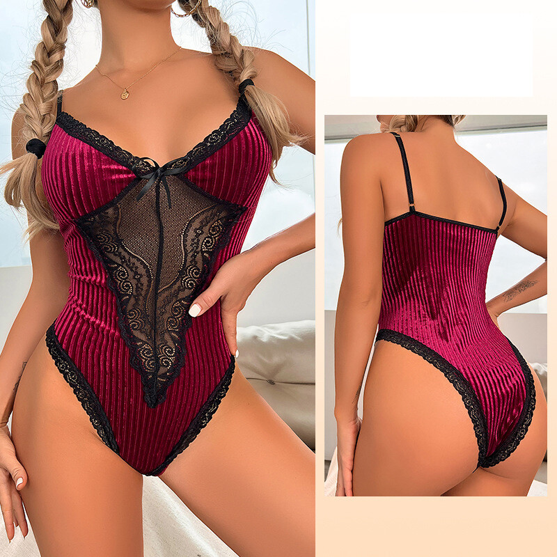 Women V Neck Lace Pajamas Jumpsuit Sexy Lingerie See-through Sleepwear  Underwear | eBay