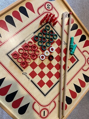 Vtg Carrom Game Board Table Model No. 108P + Revolving Stand No