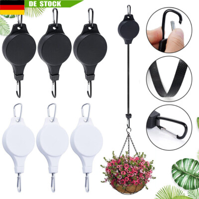 6x Ampelaufzug Pflanzenlift Einziehbarer Blumenkorb Pflanzen Rollenhak Haken DE