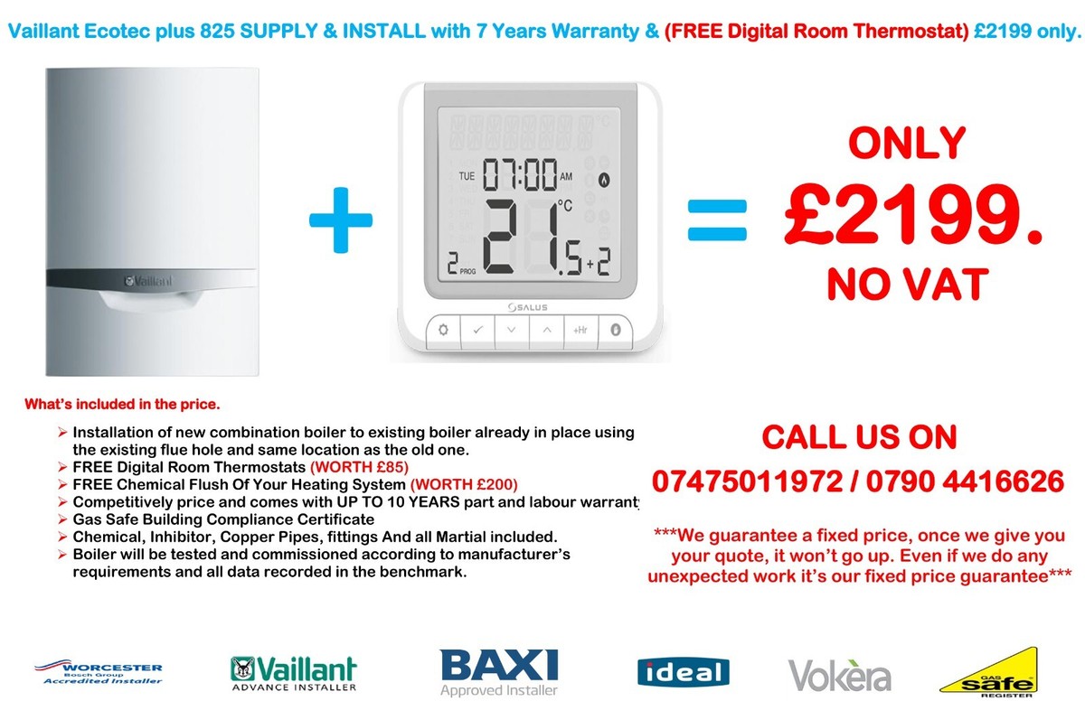 Vaillant EcoTec Plus 825, 832 BOILER INSTALLATION Supply u0026amp; Fit u0026amp;  FREE Room Stat. | eBay