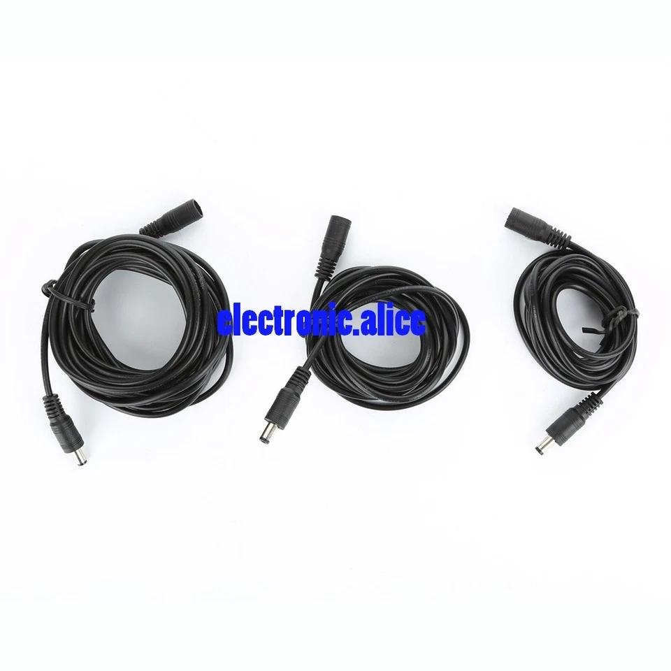 12V CCTV DC Power Cable Extension Cord Adapter Male/female 5.5mm x 2.1mm 1M 10M - Image 3 of 3