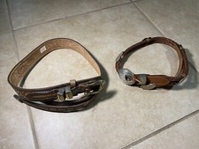 2 Vtg Youth Leather Western Belts - Nocona  Etched Hearts - New