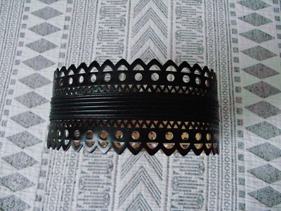 SALE !! Vtg. Azzedine ALAIA Paris Black Leather Laser Cut Corset Belt.