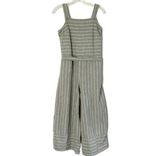 Beach Lunch Lounge Gray Stripe Linen Blend Jumpsuit Women's Size XS