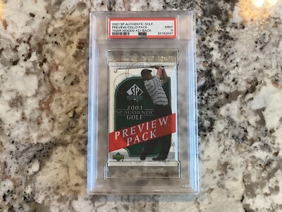 TIGER WOODS RARE PSA 9 MINT On Back Unopened Pack 2001 SP Authentic  Preview 21