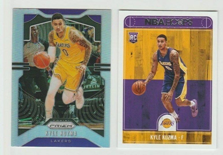 2017-18 Hoops Kyle Kuzma RC #277 & 2019-20 Prizm Silver SP #130 LA LAKERS