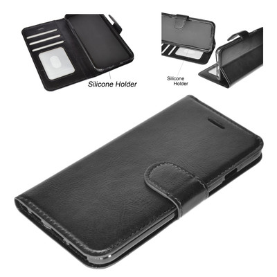 Handy Tasche Flip Case Cover Klapp Schutz Hülle Schale Etui Book in Schwarz