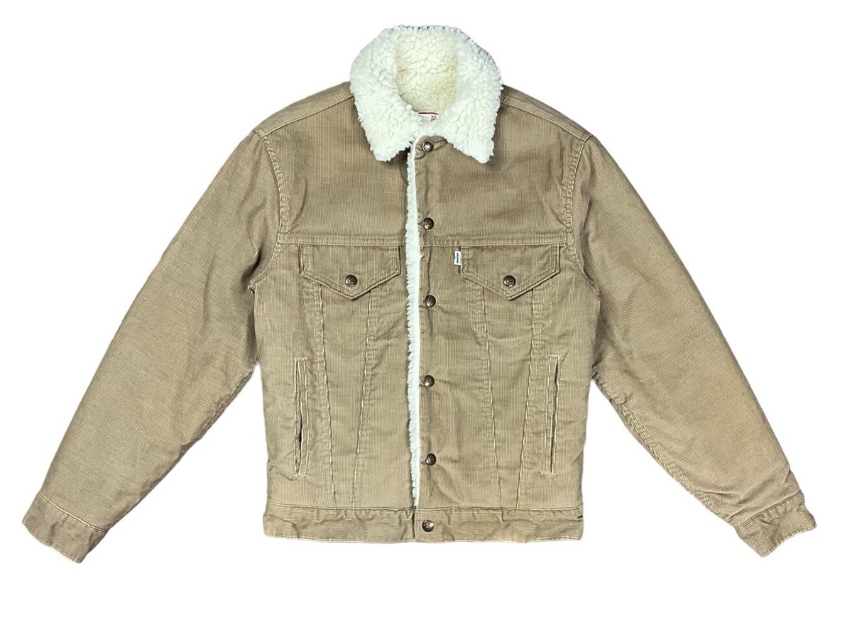 Vintage Levis Mens Corduroy Trucker Jacket Sherpa Lined White Tab