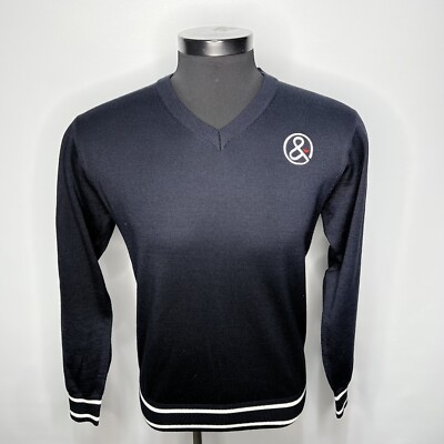 Ampassie And Per Se Sweater Long Sleeve V-Neck Logo Size Large