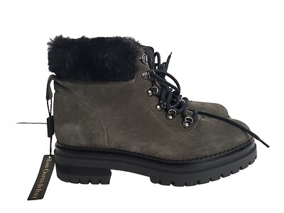 Fabianelli Women's Grey Suede Boot  Shearling Fur  Hand Crafted in Italy NWT SZ9