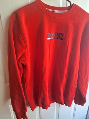 Tommy Hilfiger Jeans Sweatshirt Pullover red  Medium Size Medium Made USA